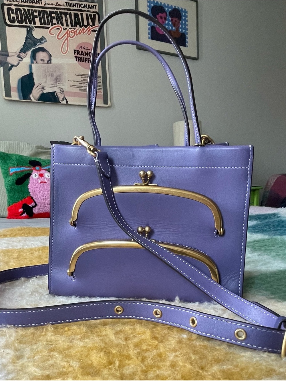 Coach Cashin 22 Tote with Double Kisslock C9811 - Purple